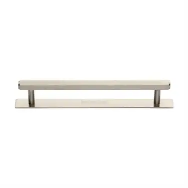 Click Here To Enlarge This Photo Of PL4422 160-SN Heritage Brass Cabinet Pull Hexagonal Design with Plate 160mm ctc Satin Nickel Finish