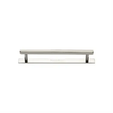Click Here To Enlarge This Photo Of PL4422 96-PNF Heritage Brass Cabinet Pull Hexagonal Design with Plate 96mm ctc Polished Nickel Finish