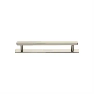 Click Here To Enlarge This Photo Of PL4422 96-SN Heritage Brass Cabinet Pull Hexagonal Design with Plate 96mm ctc Satin Nickel Finish