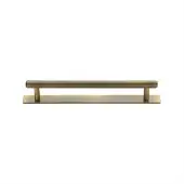 PL4458 128-AT Heritage Brass Cabinet Pull Knurled Design with Plate 128mm ctc Antique Brass Finish