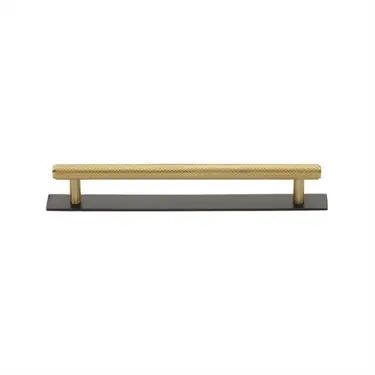 Click Here To Enlarge This Photo Of PL4458 128-BSB Heritage Brass Cabinet Pull Knurled Design with Plate 128mm ctc Matt Bronze/Satin Brass Finish