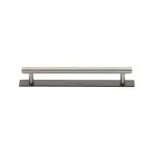 PL4458 128-BSN Heritage Brass Cabinet Pull Knurled Design with Plate 128mm ctc Matt Bronze/Satin Nickel Finish