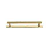 PL4458 128-SB Heritage Brass Cabinet Pull Knurled Design with Plate 128mm ctc Satin Brass Finish