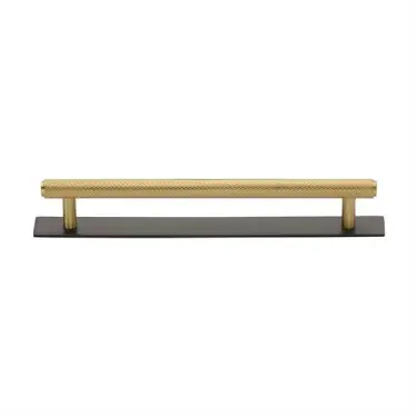 Click Here To Enlarge This Photo Of PL4458 160-BSB Heritage Brass Cabinet Pull Knurled Design with Plate 160mm ctc Matt Bronze/Satin Brass Finish