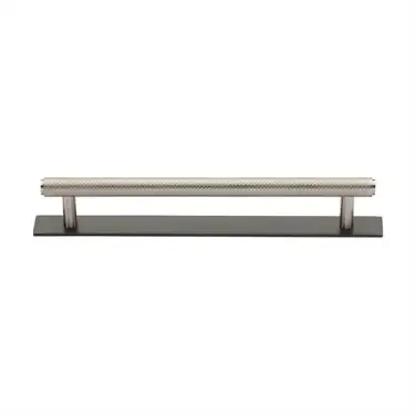 Click Here To Enlarge This Photo Of PL4458 160-BSN Heritage Brass Cabinet Pull Knurled Design with Plate 160mm ctc Matt Bronze/Satin Nickel Finish