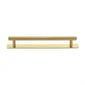 PL4458 160-SB Heritage Brass Cabinet Pull Knurled Design with Plate 160mm ctc Satin Brass Finish