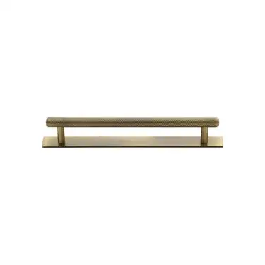 Click Here To Enlarge This Photo Of PL4458 96-AT Heritage Brass Cabinet Pull Knurled Design with Plate 96mm ctc Antique Brass Finish
