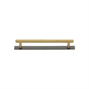 Click Here To Enlarge This Photo Of PL4458 96-BSB Heritage Brass Cabinet Pull Knurled Design with Plate 96mm ctc Matt Bronze/Satin Brass Finish