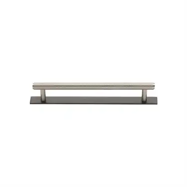 Click Here To Enlarge This Photo Of PL4458 96-BSN Heritage Brass Cabinet Pull Knurled Design with Plate 96mm ctc Matt Bronze/Satin Nickel Finish