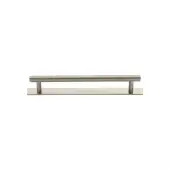 PL4458 96-SN Heritage Brass Cabinet Pull Knurled Design with Plate 96mm ctc Satin Nickel Finish