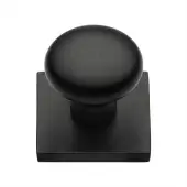SQ113-BKMT Heritage Brass Cabinet Knob Victorian Round Design with Square Backplate 32mm Matt Black finish