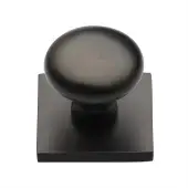 SQ113-MB Heritage Brass Cabinet Knob Victorian Round Design with Square Backplate 32mm Matt Bronze finish