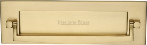 Click Here To Enlarge This Photo Of V830-SB Heritage Brass Postal Knocker Satin Brass Finish