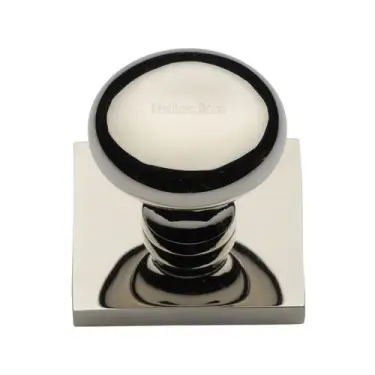 Click Here To Enlarge This Photo Of SQ113-PNF Heritage Brass Cabinet Knob Victorian Round Design with Square Backplate 32mm Polished Nickel finish