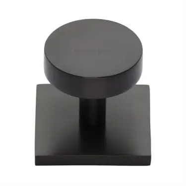 Click Here To Enlarge This Photo Of SQ3880-MB Heritage Brass Cabinet Knob Disc Design with Square Backplate 32mm Matt Bronze finish