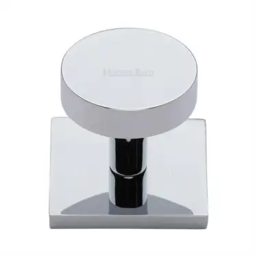 Click Here To Enlarge This Photo Of SQ3880-PC Heritage Brass Cabinet Knob Disc Design with Square Backplate 32mm Polished Chrome finish