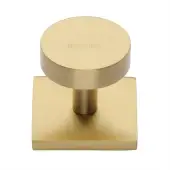 SQ3880-SB Heritage Brass Cabinet Knob Disc Design with Square Backplate 32mm Satin Brass finish