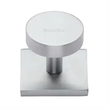 Click Here To Enlarge This Photo Of SQ3880-SC Heritage Brass Cabinet Knob Disc Design with Square Backplate 32mm Satin Chrome finish