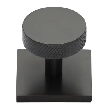 Click Here To Enlarge This Photo Of SQ3884-MB Heritage Brass Cabinet Knob Disc Knurled Design with Square Backplate 32mm Matt Bronze finish