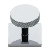 SQ3884-PC Heritage Brass Cabinet Knob Disc Knurled Design with Square Backplate 32mm Polished Chrome finish