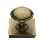 SQ3950-AT Heritage Brass Cabinet Knob Domed Design with Square Backplate 32mm Antique Brass finish