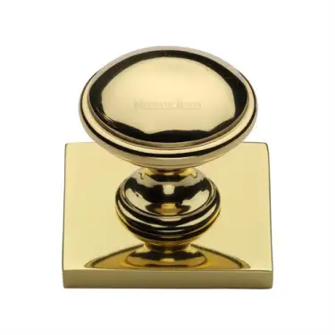Click Here To Enlarge This Photo Of SQ3950-PB Heritage Brass Cabinet Knob Domed Design with Square Backplate 32mm Polished Brass finish