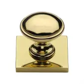SQ3950-PB Heritage Brass Cabinet Knob Domed Design with Square Backplate 32mm Polished Brass finish