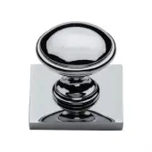 SQ3950-PC Heritage Brass Cabinet Knob Domed Design with Square Backplate 32mm Polished Chrome finish