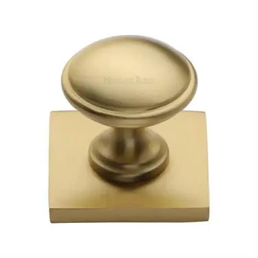 Click Here To Enlarge This Photo Of SQ3950-SB Heritage Brass Cabinet Knob Domed Design with Square Backplate 32mm Satin Brass finish