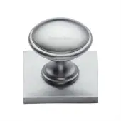 SQ3950-SC Heritage Brass Cabinet Knob Domed Design with Square Backplate 32mm Satin Chrome finish