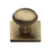 SQ4545-AT Heritage Brass Cabinet Knob Diamond Cut Design with Square Backplate 32mm Antique Brass finish