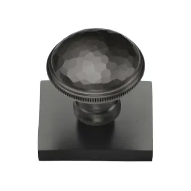 Click Here To Enlarge This Photo Of SQ4545-MB Heritage Brass Cabinet Knob Diamond Cut Design with Square Backplate 32mm Matt Bronze finish