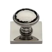 SQ4545-PNF Heritage Brass Cabinet Knob Diamond Cut Design with Square Backplate 32mm Polished Nickel finish