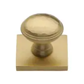 SQ4545-SB Heritage Brass Cabinet Knob Diamond Cut Design with Square Backplate 32mm Satin Brass finish