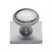 SQ4545-SC Heritage Brass Cabinet Knob Diamond Cut Design with Square Backplate 32mm Satin Chrome finish