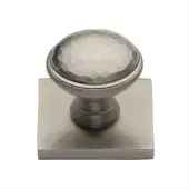 SQ4545-SN Heritage Brass Cabinet Knob Diamond Cut Design with Square Backplate 32mm Satin Nickel finish