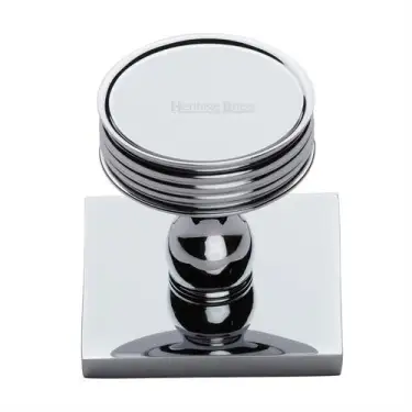 Click Here To Enlarge This Photo Of SQ4547-PC Heritage Brass Cabinet Knob Venetian Design with Square Backplate 32mm Polished Chrome finish