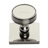 SQ4547-PNF Heritage Brass Cabinet Knob Venetian Design with Square Backplate 32mm Polished Nickel finish
