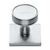 SQ4547-SC Heritage Brass Cabinet Knob Venetian Design with Square Backplate 32mm Satin Chrome finish