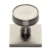 SQ4547-SN Heritage Brass Cabinet Knob Venetian Design with Square Backplate 32mm Satin Nickel finish