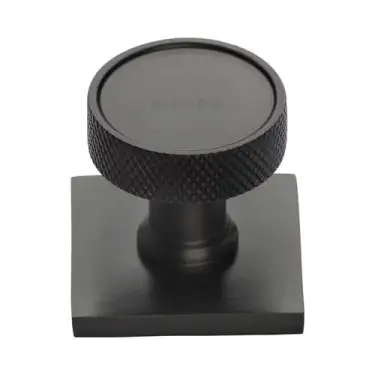 Click Here To Enlarge This Photo Of SQ4648-MB Heritage Brass Cabinet Knob Florence Knurled Design with Square Backplate 32mm Matt Bronze finish