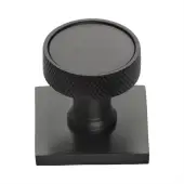 SQ4648-MB Heritage Brass Cabinet Knob Florence Knurled Design with Square Backplate 32mm Matt Bronze finish