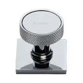 SQ4648-PC Heritage Brass Cabinet Knob Florence Knurled Design with Square Backplate 32mm Polished Chrome finish
