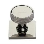 SQ4648-PNF Heritage Brass Cabinet Knob Florence Knurled Design with Square Backplate 32mm Polished Nickel finish