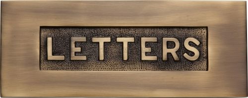 Click Here To Enlarge This Photo Of V845-AT Heritage Brass Embossed Letterplate Antique Brass Finish