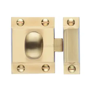 Click Here To Enlarge This Photo Of V1112-SB Heritage Brass Cupboard Latch with Oval Turn Satin Brass Finish