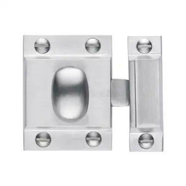 Click Here To Enlarge This Photo Of V1112-SC Heritage Brass Cupboard Latch with Oval Turn Satin Chrome Finish