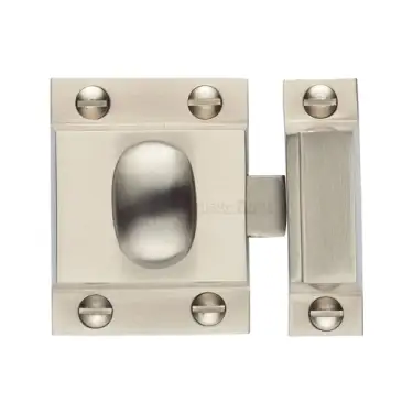 Click Here To Enlarge This Photo Of V1112-SN Heritage Brass Cupboard Latch with Oval Turn Satin Nickel Finish