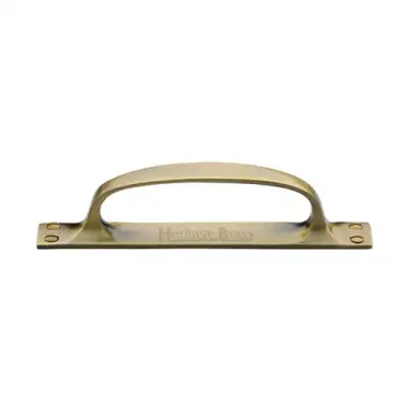 Click Here To Enlarge This Photo Of V1142-AT Heritage Brass Door Pull Handle on Plate Offset Antique Brass finish