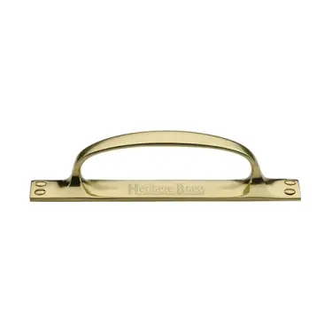 Click Here To Enlarge This Photo Of V1142-PB Heritage Brass Door Pull Handle on Plate Offset Polished Brass finish